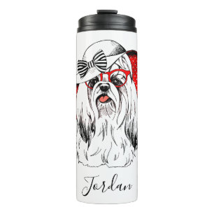 Yorkie Fashion Shoot   Add Your Name Thermal Tumbler