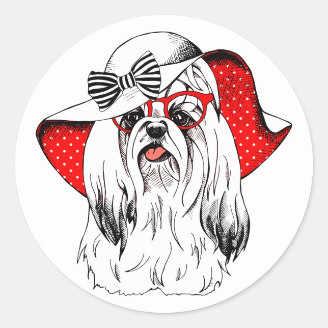 Yorkie Fashion Shoot Classic Round Sticker (Front)
