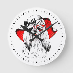 Yorkie Fashion Shoot Round Clock