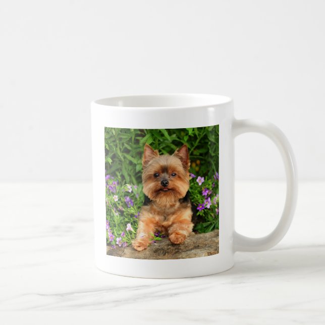 Yorkie flowers coffee mug (Right)