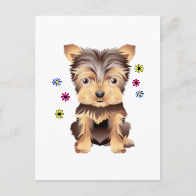 Yorkie Flowers Postcard (Front)
