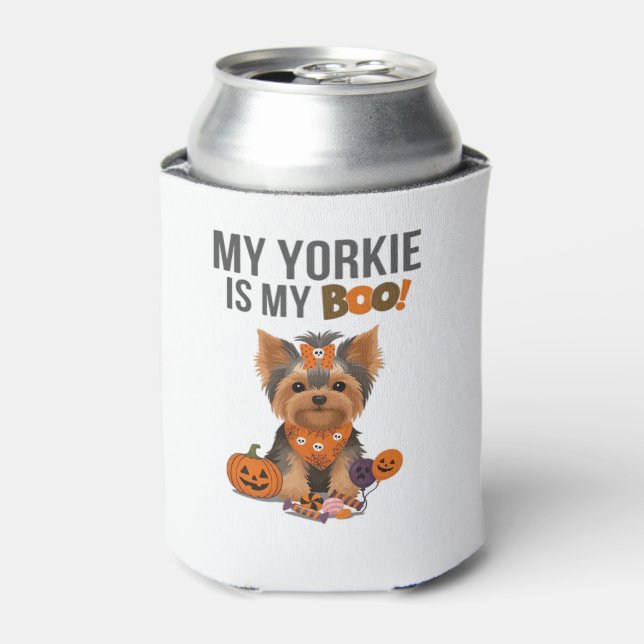 Yorkie Halloween Costume  My Yorkie is My Boo Dog  Can Cooler (Can Front)