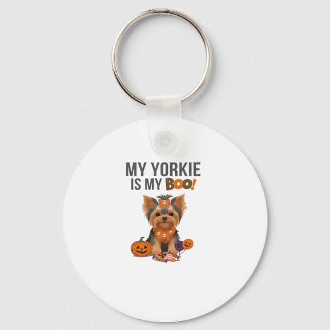 Yorkie Halloween Costume  My Yorkie is My Boo Dog  Keychain (Front)
