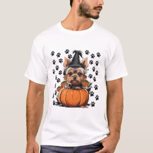 Yorkie Halloween Costume Tee Pumpkin Men Women Kid