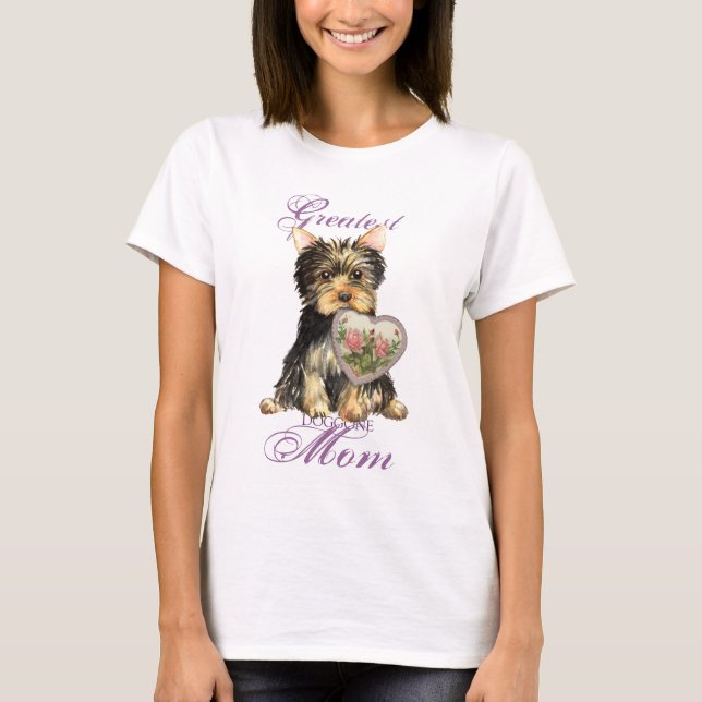 Yorkie Heart Mom T-Shirt (Front)