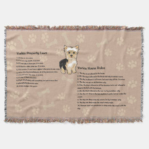 Yorkie House Rules Throw Blanket