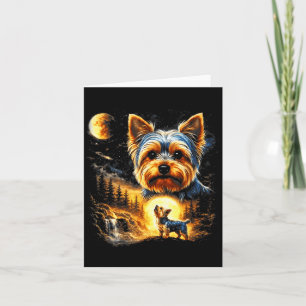 Yorkie Howling to The Moon Vintage 90s Funny Dog Card