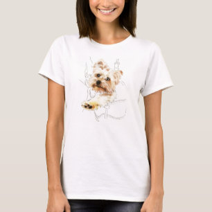 Yorkie in Backpack – Colour Drawing T-Shirt