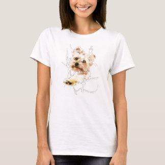 Yorkie in Backpack – Colour Drawing T-Shirt