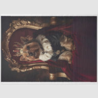 Yorkie in Red Kings Chair Crown Decoupage