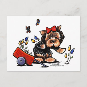 Yorkie in the Garden Postcard