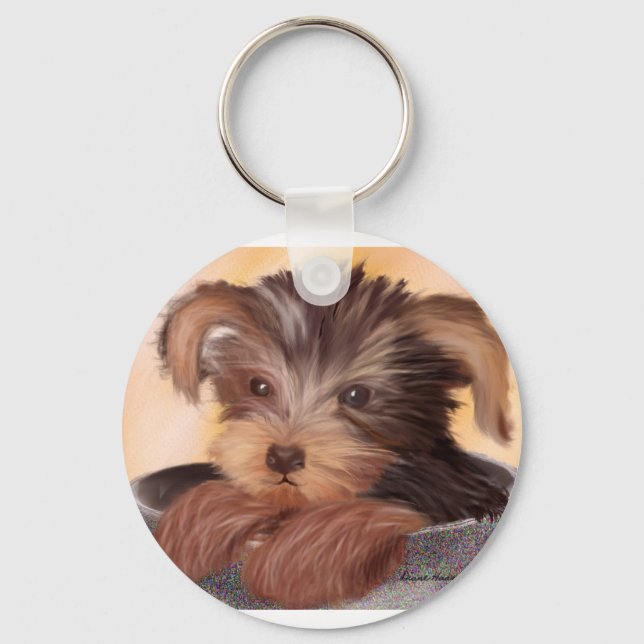 Yorkie in your Cup Keychain (Front)
