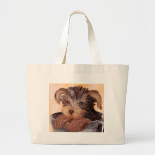 Yorkie in your Cup Large Tote Bag