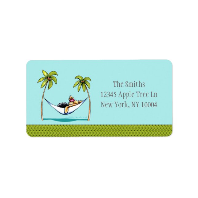 Yorkie Island Princess Off-Leash Art™ Label (Front)