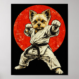 Yorkie Karate Dog Black Belt Yorkshire Terrier Poster