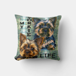 Yorkie life throw pillow