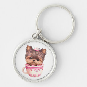 Yorkie Love Puppy Dog Hearts Yorkshire Terrier Keychain