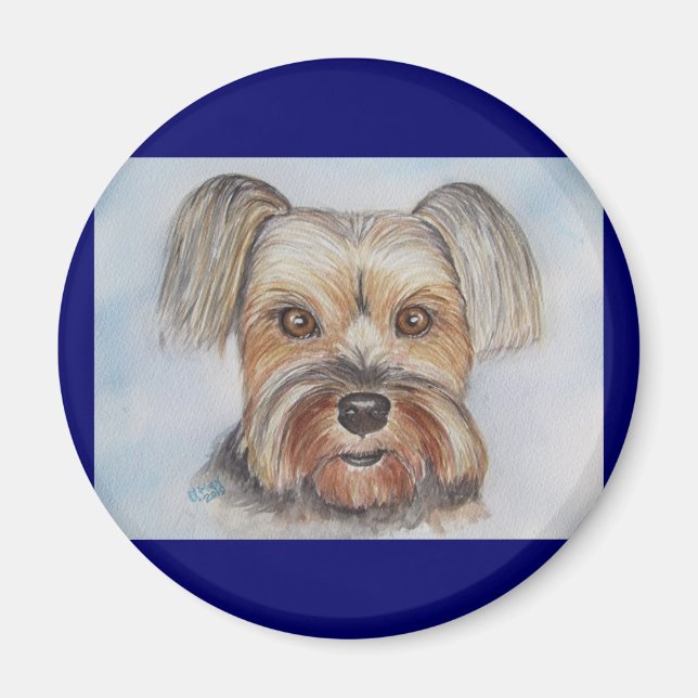 yorkie magnet from custom painting (Front)