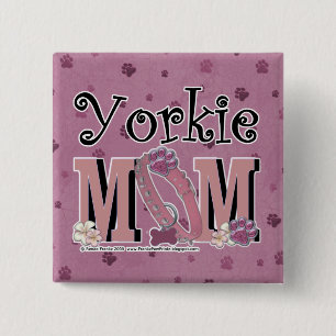 Yorkie MOM 2 Inch Square Button