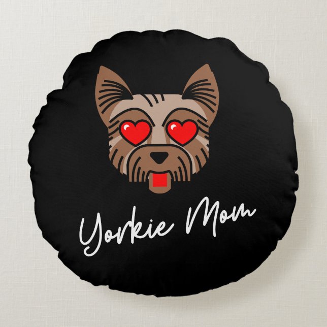 Yorkie Mom 3 Round Pillow (Front)