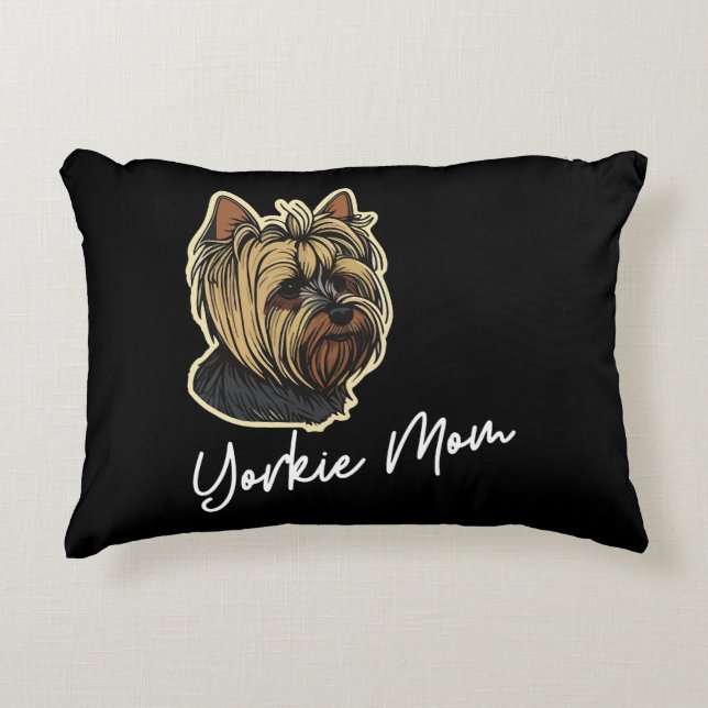 Yorkie Mom Accent Pillow (Front)
