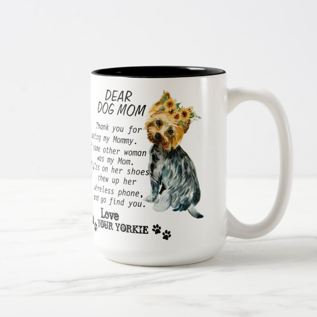 Yorkie Mom Best Quote Two-Tone Coffee Mug (Right)