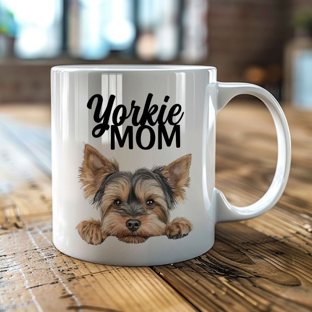 Yorkie Mom Cute Peeking Yorkie Coffee Mug (Creator Uploaded)