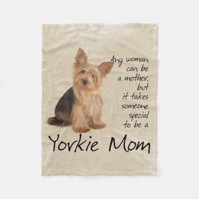 Yorkie Mom Fleece Blanket (Front)