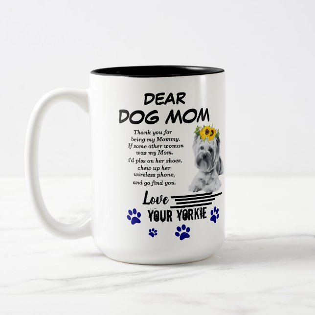 Yorkie Mom Spacial Poem Two-Tone Coffee Mug (Left)