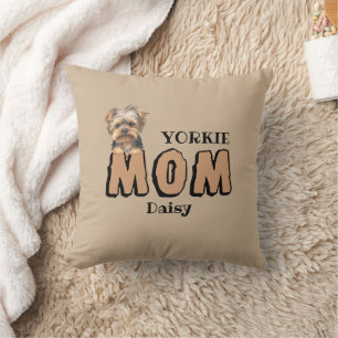 Yorkie Mom Yorkshire Terrier Lover Custom Name Throw Pillow