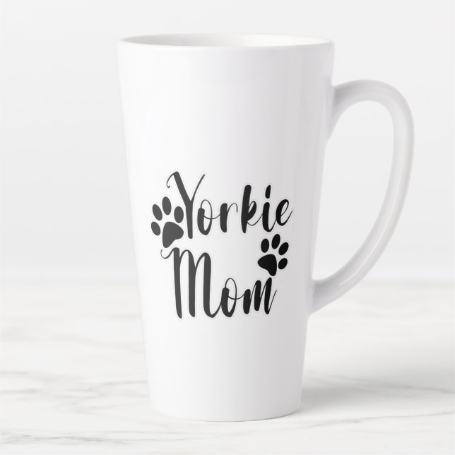 Yorkie Mom Yorkshire Terrier Pawprints Graphics Latte Mug (Right)