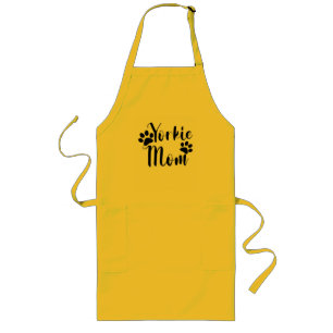 Yorkie Mom Yorkshire Terrier Pawprints  Long Apron
