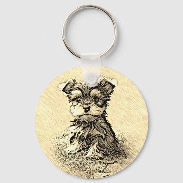 Yorkie, Nature,pet Keychain (Front)