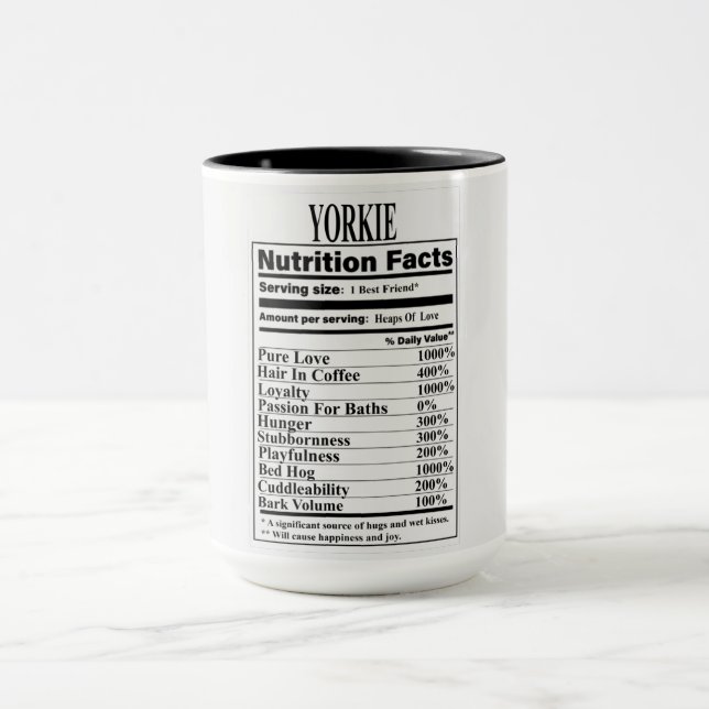 Yorkie Nutrition Facts Mug (Center)