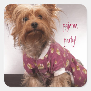 Yorkie Pajama Party Square Sticker