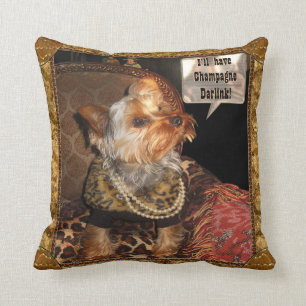 Yorkie Party Night Throw Pillow