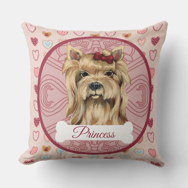 Yorkie Personalize Valentine Pillow (Front)