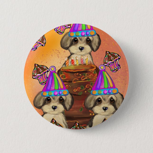 Yorkie Poo 2 Inch Round Button (Front)