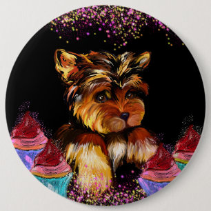 Yorkie Poo 6 Inch Round Button