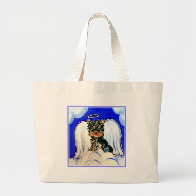 Yorkie Poo Angel Large Tote Bag (Front)