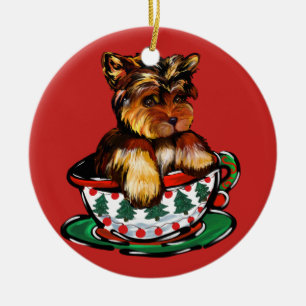 Yorkie Poo Ceramic Ornament