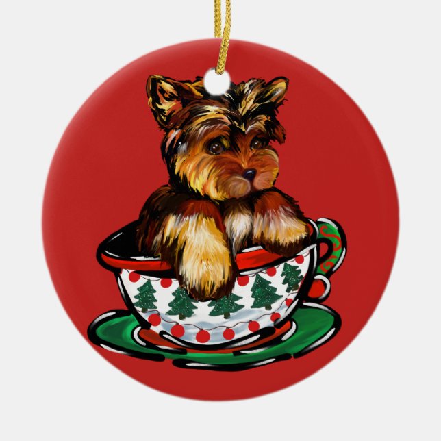 Yorkie Poo Ceramic Ornament (Front)