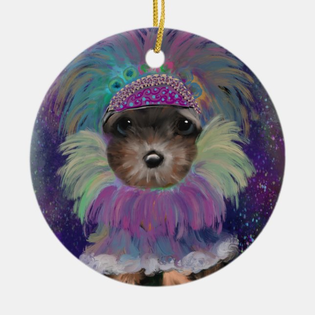 Yorkie  Poo Ceramic Ornament (Front)