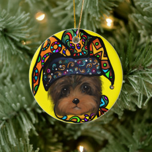 YORKIE POO CERAMIC ORNAMENT