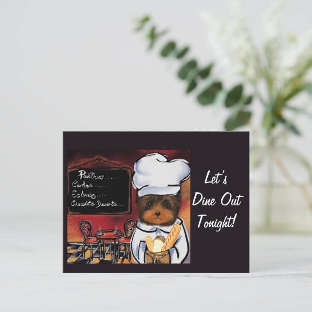 YORKIE POO   CHEF   POSTCARD (Standing Front)