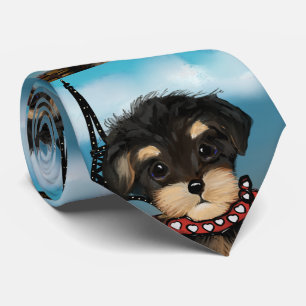 YORKIE POO IN PARIS TIE