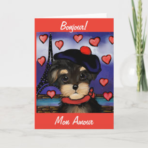 YORKIE POO LOVE IN PARIS CARD