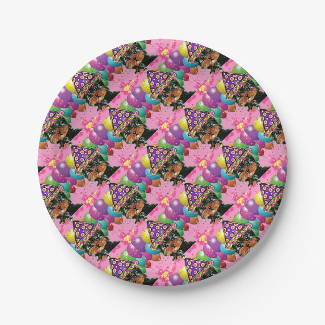 Yorkie Poo Party Dog Paper Plate (Front)