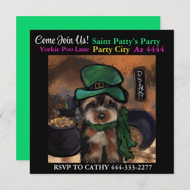 Yorkie Poo Party  Invitation (Front/Back)