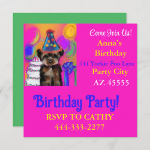Yorkie Poo Party  Invitation